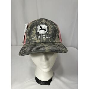 NWT John Deere Womens Hat Camo Hat Pink Mesh Trucker Cap Snap Back Tractor Girl